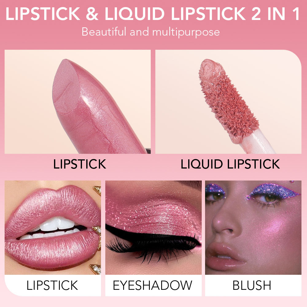 2-in-1 Shimmer Lipstick & Lip Gloss