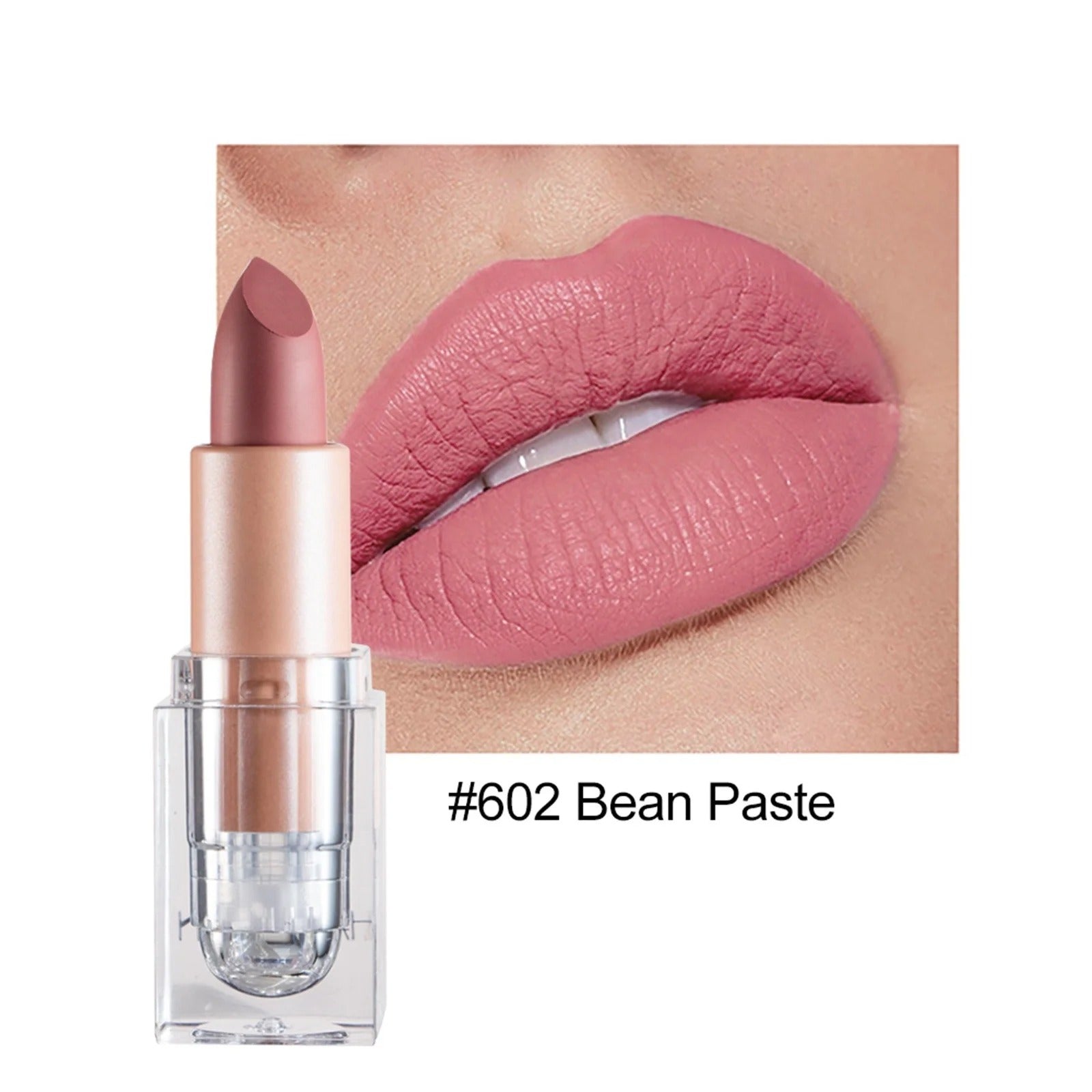 LINASHI 3 5g Lipstick Ice Cube Shape Matte Effect Paste Pink Color Waterproof Lipstick for Daily Use