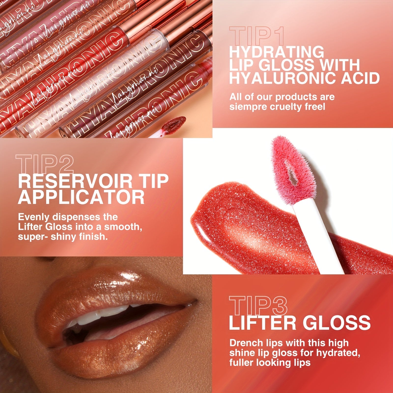 HYALURONIC Acid Glosy Glitter Lip Gloss