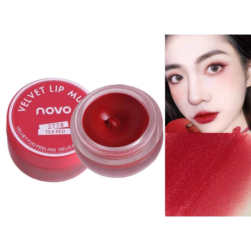 1PC Mud Texture Lipstick Lasting Lip Mud Bean Paste Red Brown Non Stick Cup New Canned Hot Selling Cosmetics