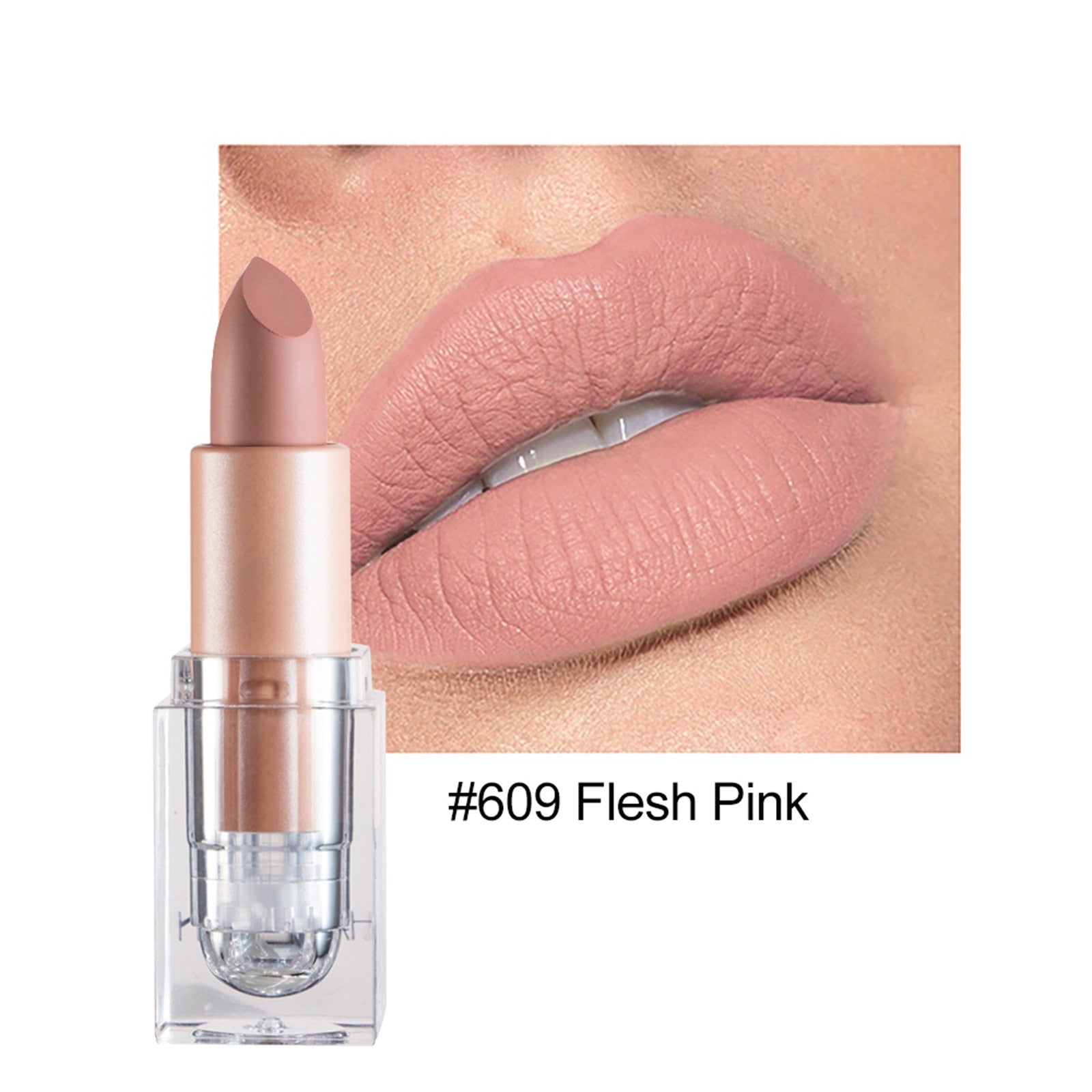 LINASHI 3 5g Lipstick Ice Cube Shape Matte Effect Paste Pink Color Waterproof Lipstick for Daily Use