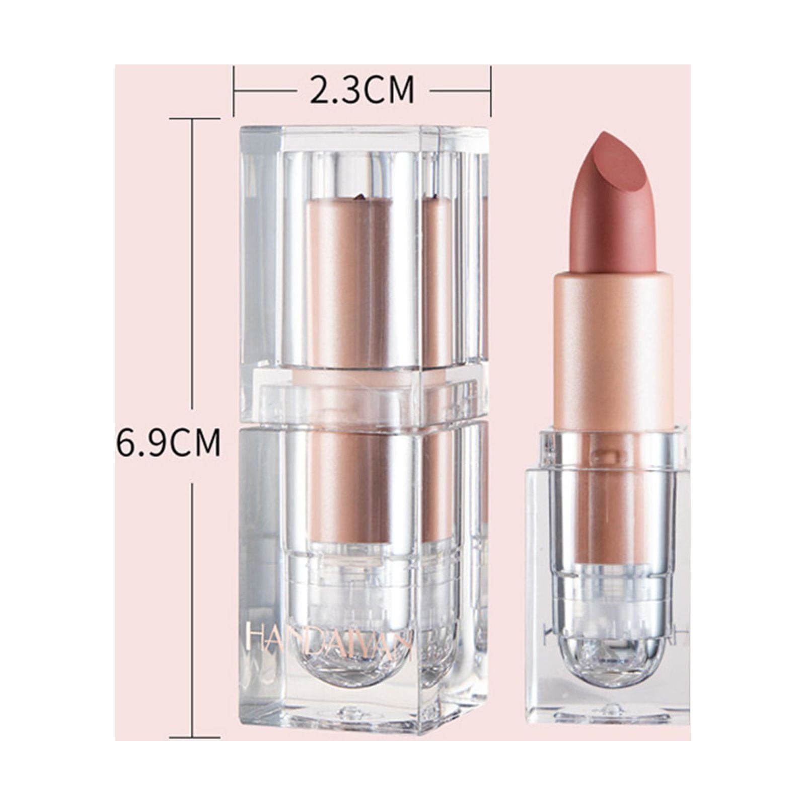 LINASHI 3 5g Lipstick Ice Cube Shape Matte Effect Paste Pink Color Waterproof Lipstick for Daily Use