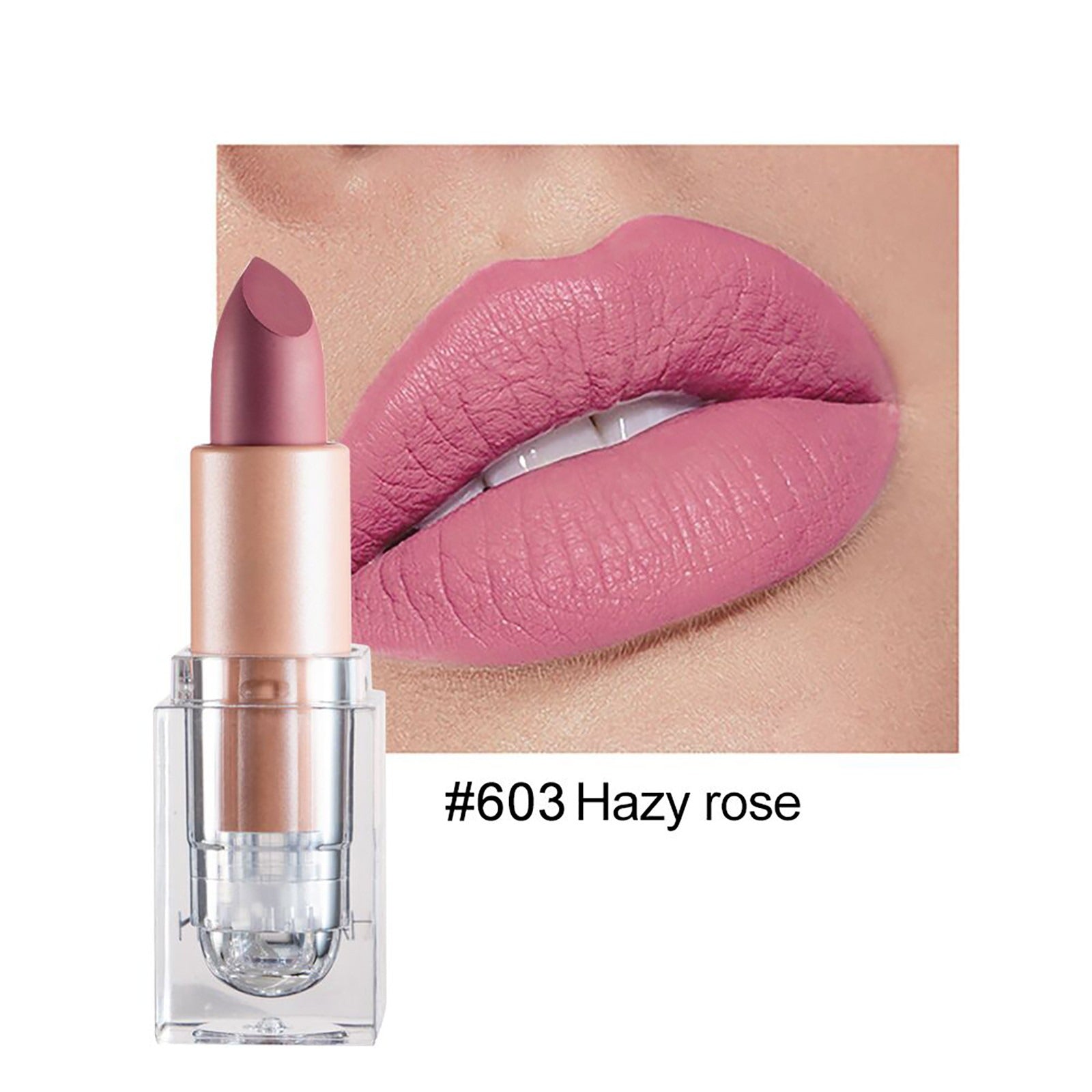 LINASHI 3 5g Lipstick Ice Cube Shape Matte Effect Paste Pink Color Waterproof Lipstick for Daily Use