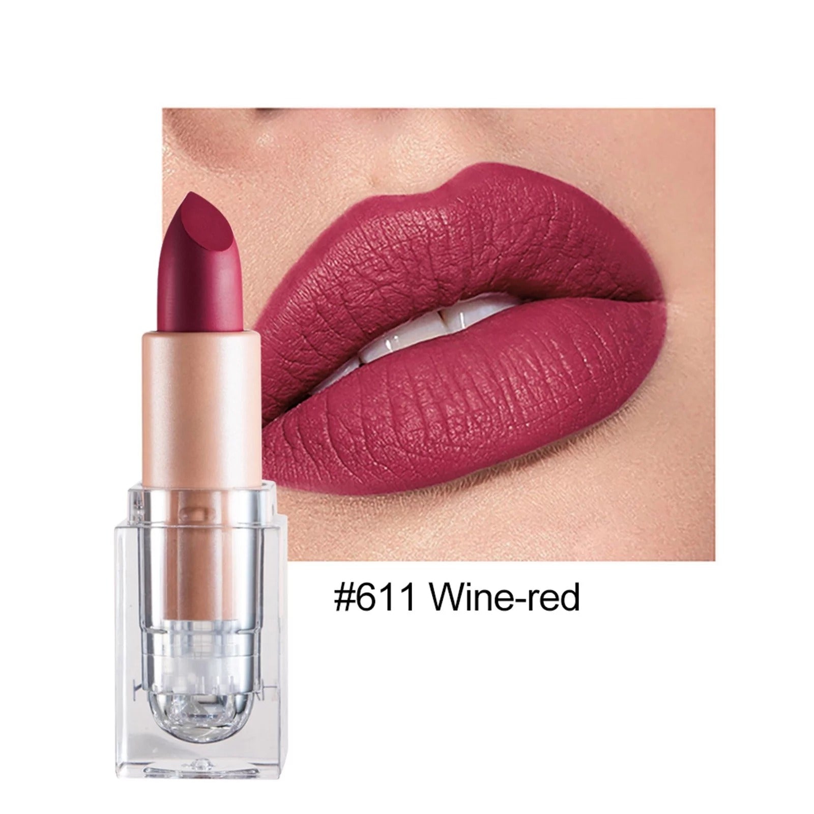 LINASHI 3 5g Lipstick Ice Cube Shape Matte Effect Paste Pink Color Waterproof Lipstick for Daily Use