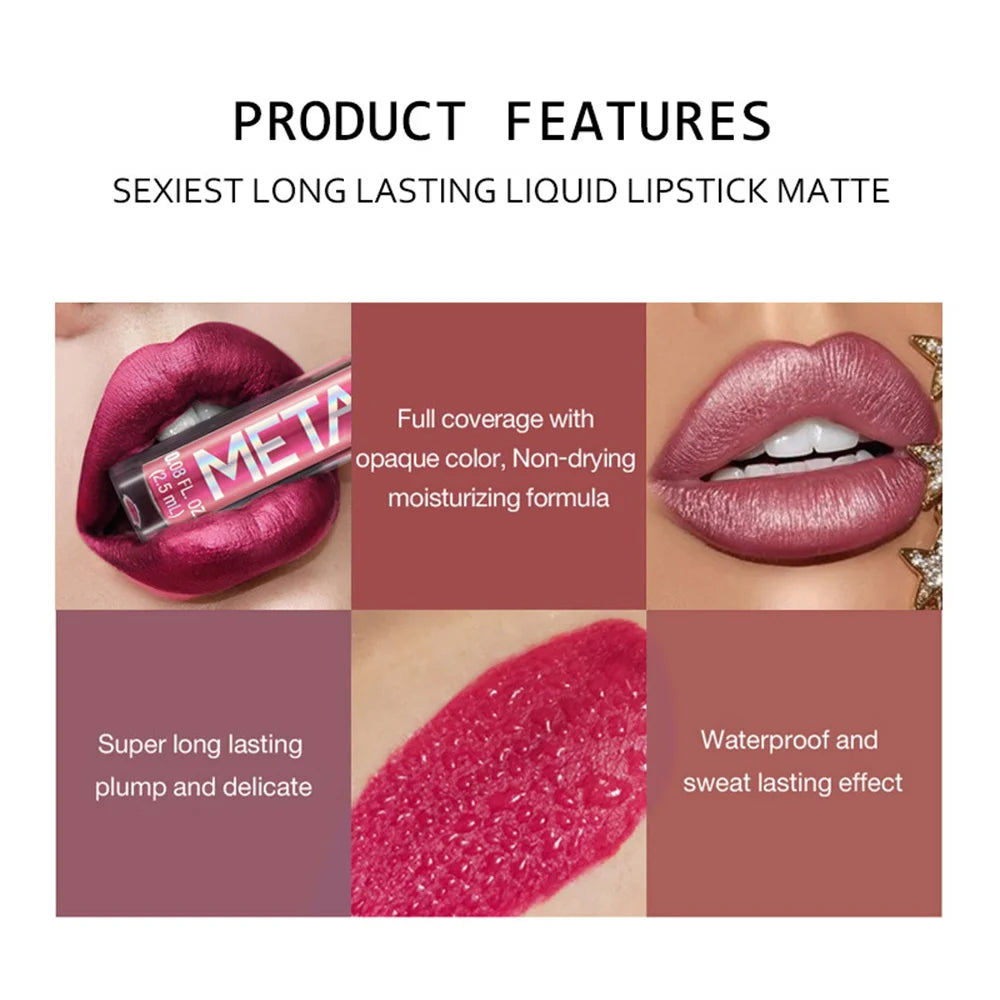 Metallic Shimmer Waterproof Liquid Lipstick