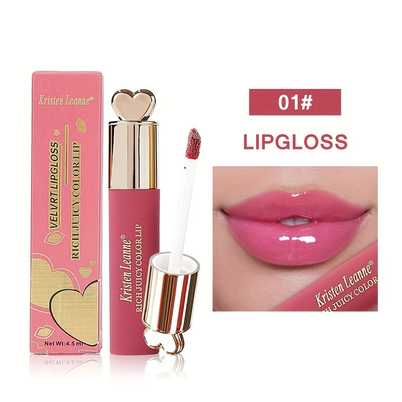 1pc, Water Light Mirror Finish Lip Glaze, Solid Color, Watery Long Lasting Lip Gloss, High Pigment, Party Lip Makeup For Women