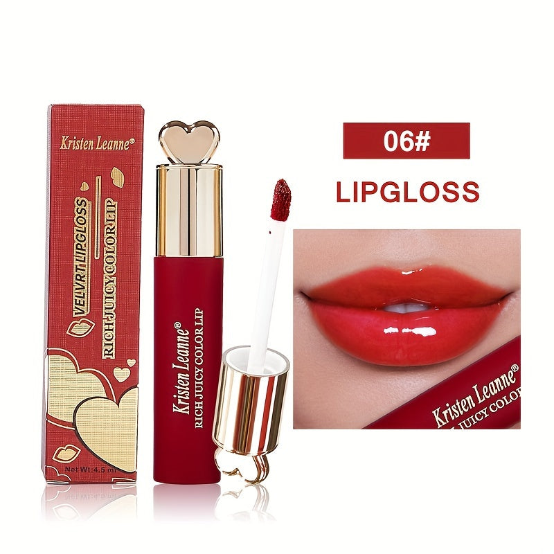 1pc, Water Light Mirror Finish Lip Glaze, Solid Color, Watery Long Lasting Lip Gloss, High Pigment, Party Lip Makeup For Women