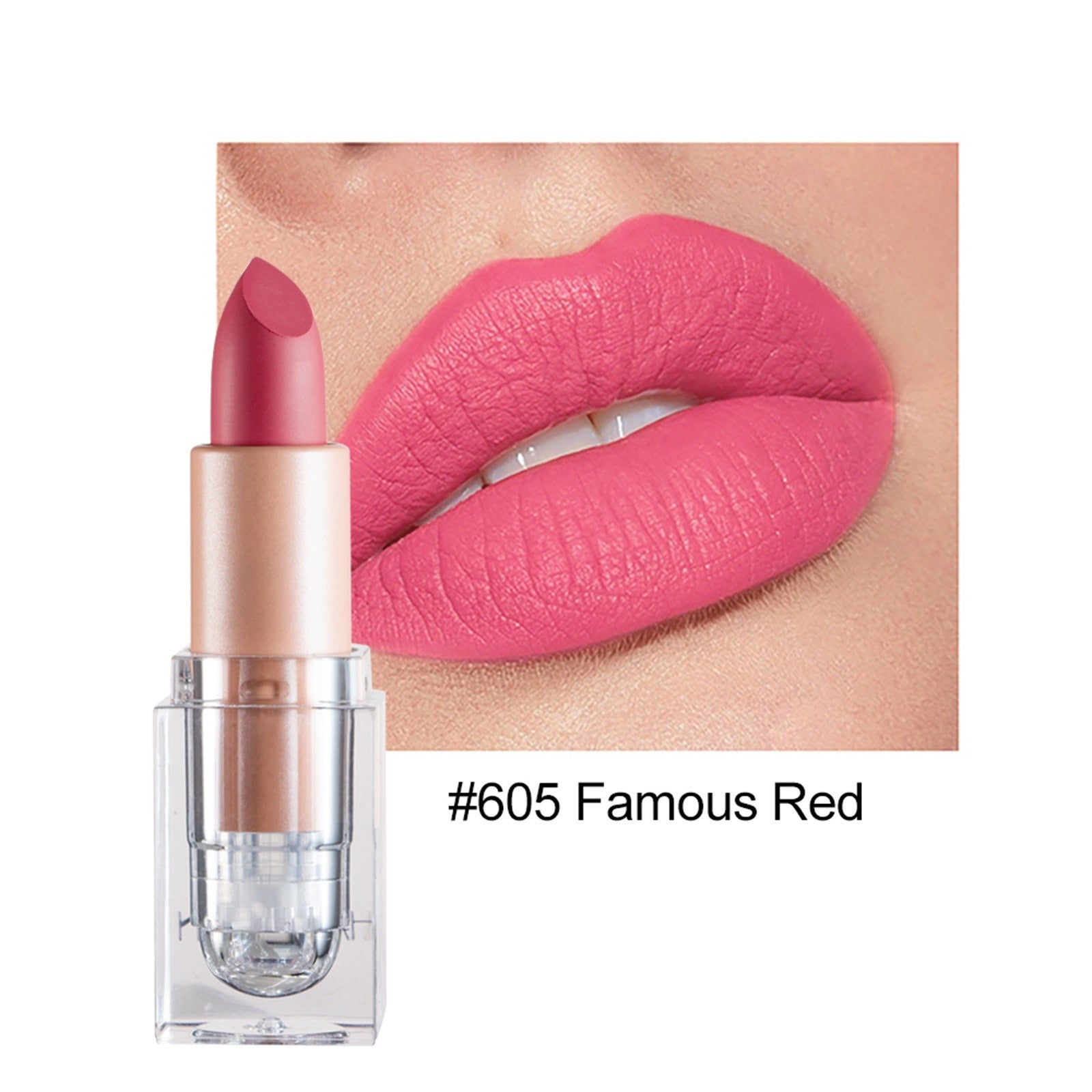 LINASHI 3 5g Lipstick Ice Cube Shape Matte Effect Paste Pink Color Waterproof Lipstick for Daily Use