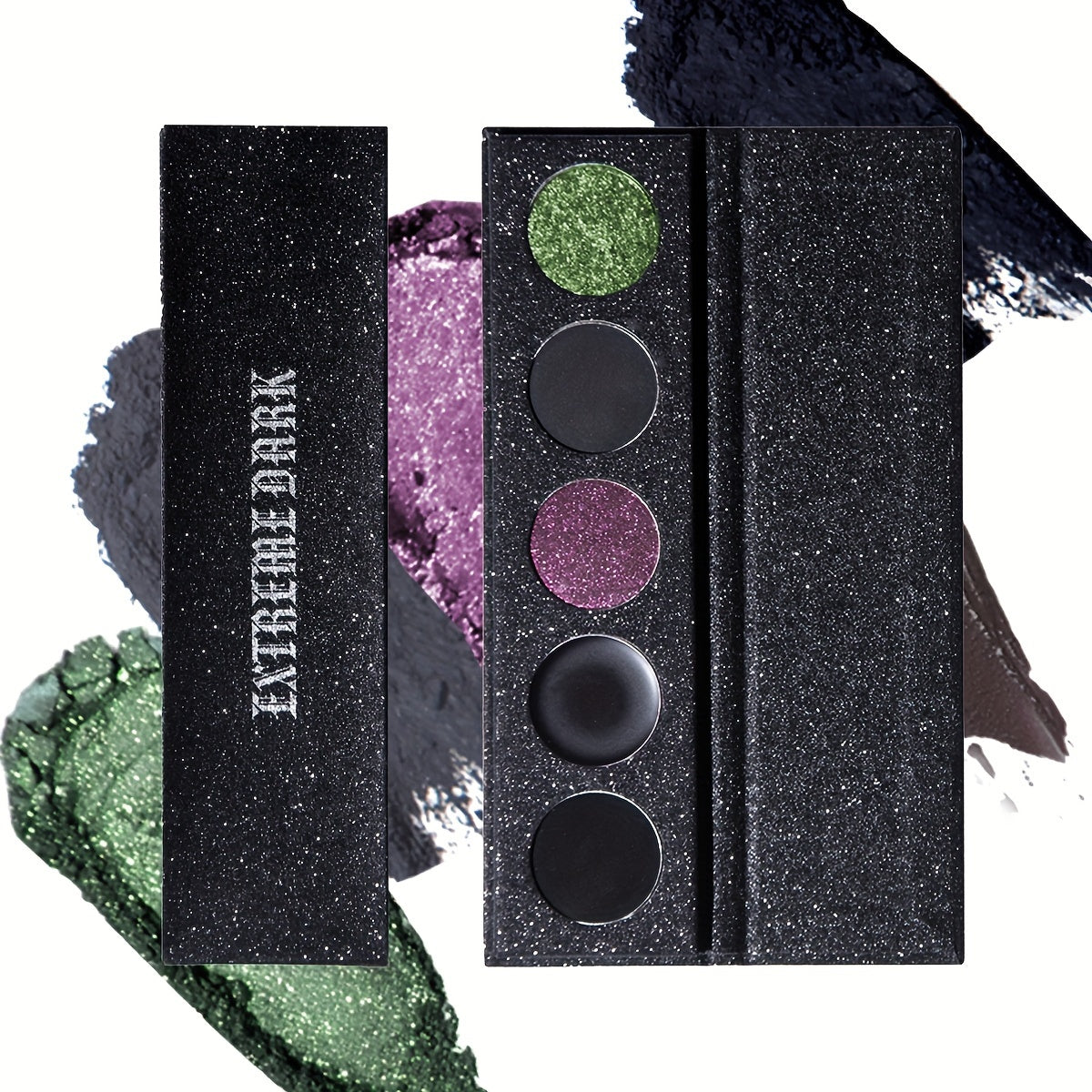 1pc, Extreme Dark 5-Color Eyeshadow Palette, Matte And Glitter Finish, Long-Lasting, Smudge-Proof, Multi-Use, Color-Shifting Makeup For Eyes And Cheeks For Music Festival